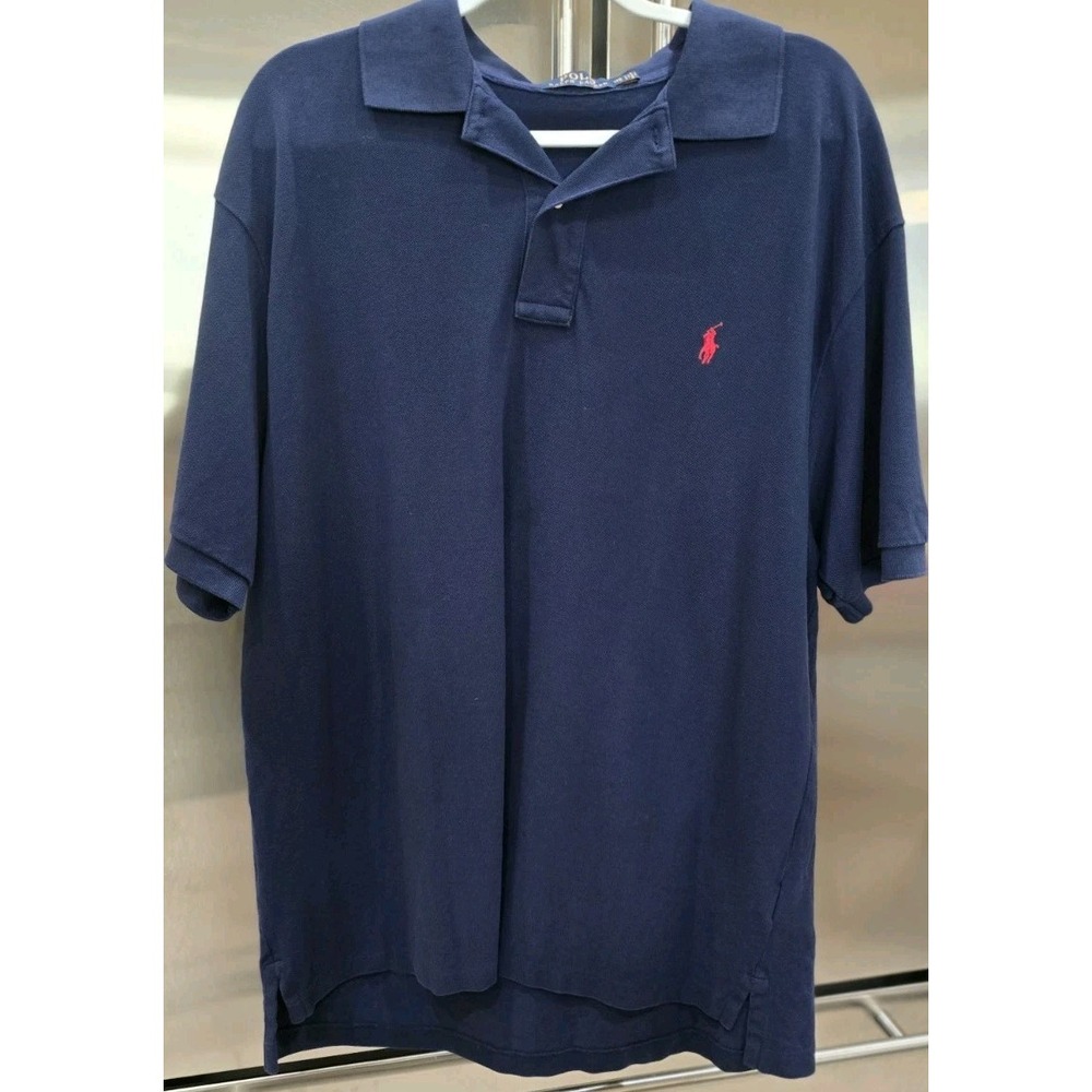 Polo Ralph Lauren Knit Polo Shirt Sz 1XB Big & Tall Navy Men Short Sleev P2P 50